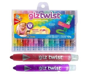 Giz de Cera 12 Cores Jumbo - Tris