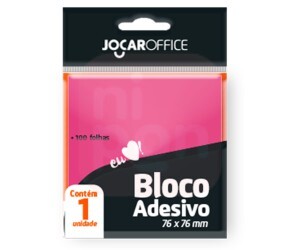 Bloco Adesivo Rosa 76 x 76mm - Jocar Office