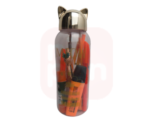 Kit Presenteável Monocromático Laranja C/ Estojo Garrafa Gato plástico