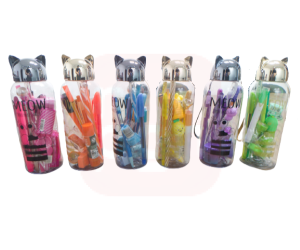 Kit Presenteável Monocromático Laranja C/ Estojo Garrafa Gato plástico