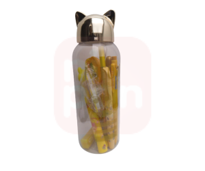 Kit Presenteável Monocromático Amarelo c/Estojo Garrafa Gato Plástico