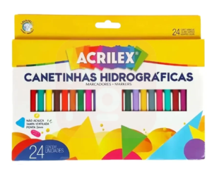 Canetinhas Hidrográficas 24 Cores Acrilex