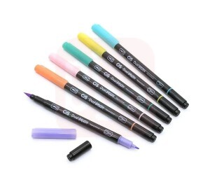 Caneta Brush Pen 6 Cores Pastel - Cis