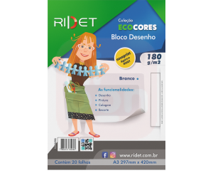 Bloco Desenho Ecocores A3 180g 20fls Ridet