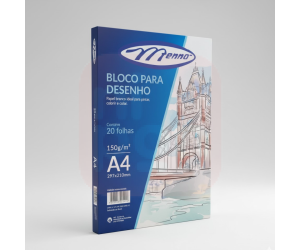 Bloco A4 Desenho 150g Branco Liso -  Menno