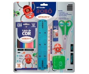 Kit Lápis de Cor 12 Cores 7 Peças Robo